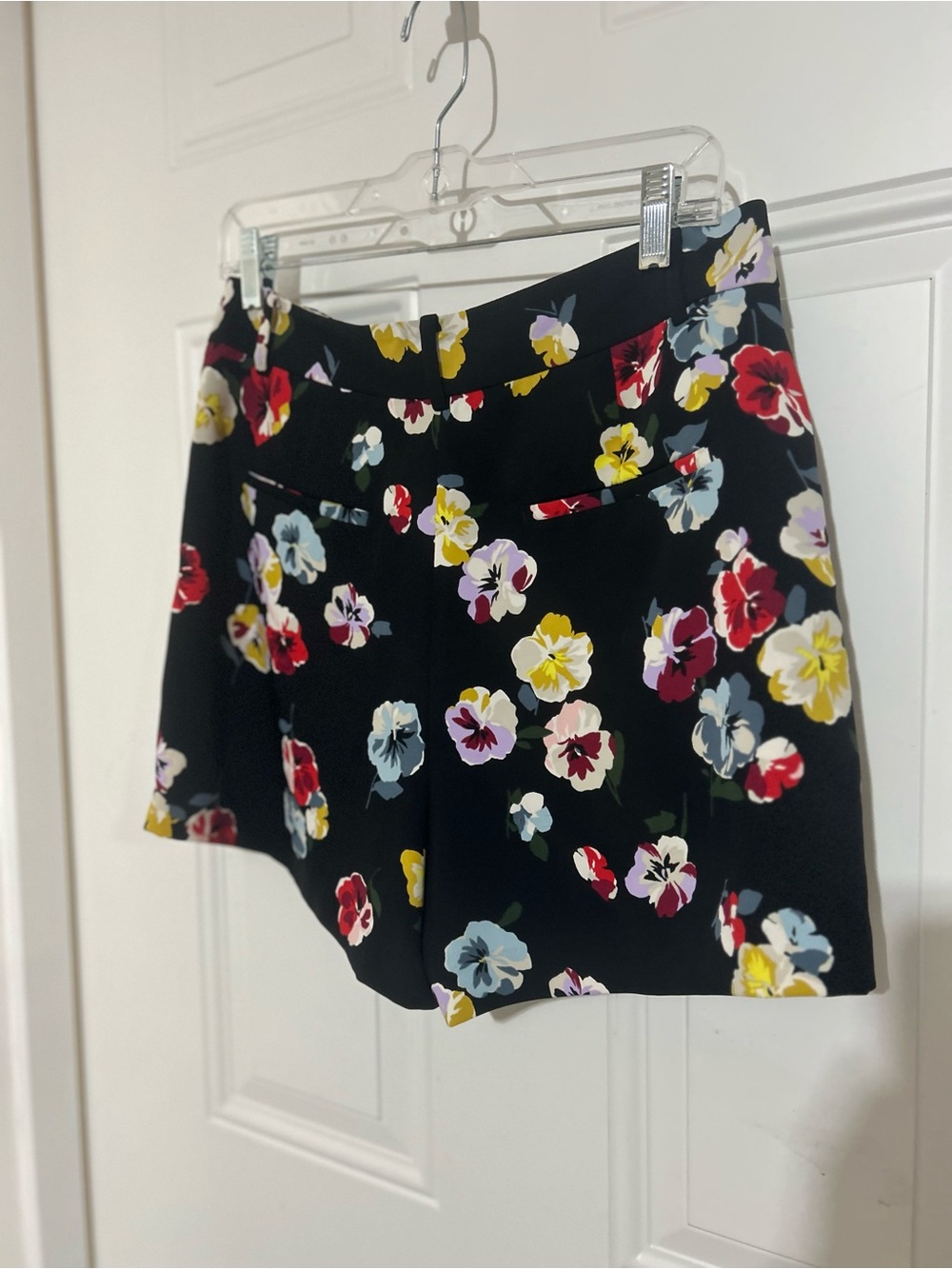Ann Taylor Black Floral Shorts with Multicolor Blooms